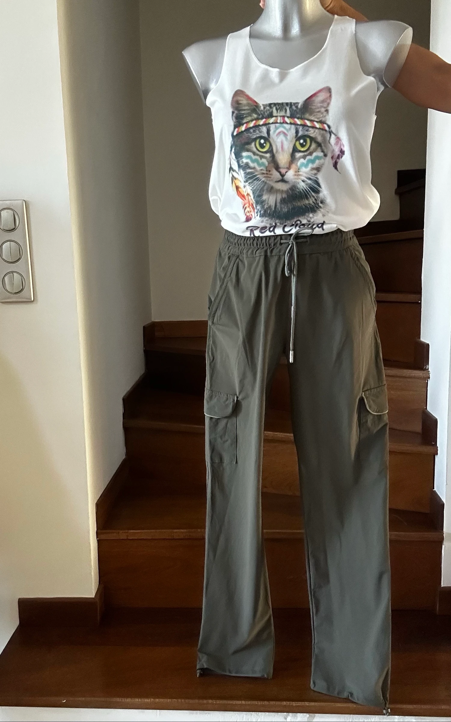 Kaki fluid cargo pants HBT Woman – Size from XXS to S - Like new – photo 4